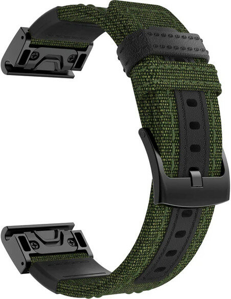 Řemínek QuickFit 26mm, nylonový, zelený, černá přezka (Garmin Fenix 7X/6X/5X, Tactix aj.)