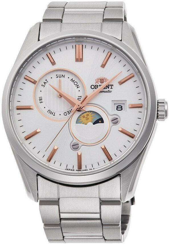 Orient Contemporary Sun & Moon Watch - Multicolor Black/White Dial With 24-Hour Sun/Moon Display - View #4
