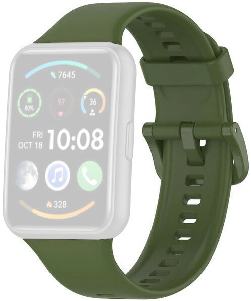 Řemínek pro Huawei Watch Fit, silikonový, zelený + příslušenství na výměnu