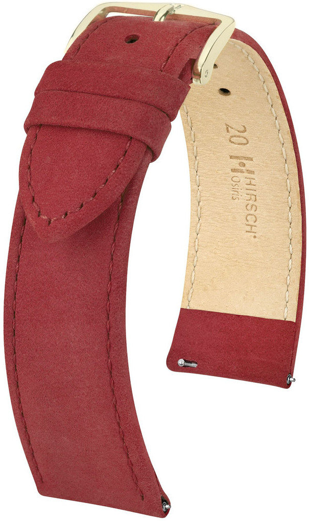 Červený kožený řemínek Hirsch Osiris Nubuk M 03433161-1 (Teletina) 12 mm