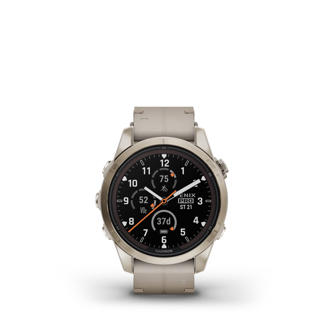 Garmin Fenix 7S PRO Sapphire Solar Soft Gold / Limestone Leather Band ...