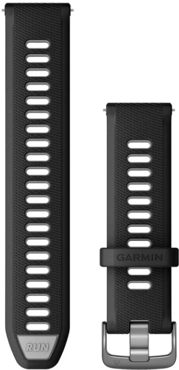Řemínek Garmin Quick Release 22mm, silikonový, černý, stříbrná přezka (Venu 3, Forerunner 265, Vívoactive 4 aj.)