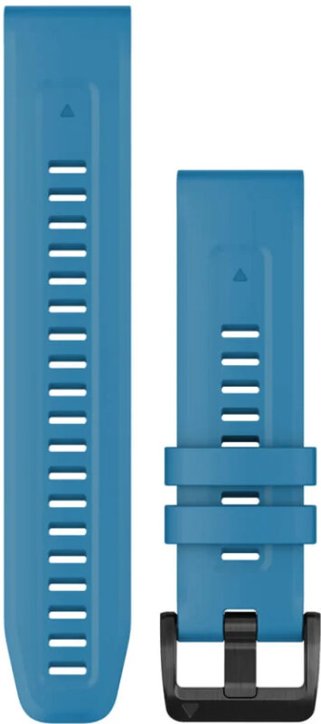 Řemínek Garmin QuickFit 22mm, silikonový, světle modrý, černá přezka (Fenix 7/6/5, Epix 2, MARQ 2 aj.)