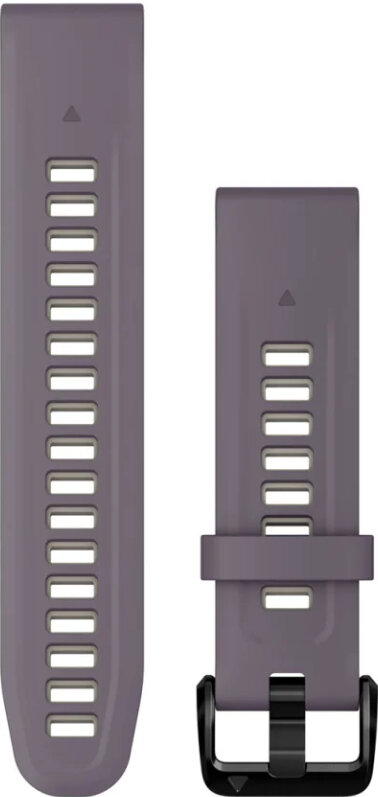 Řemínek Garmin QuickFit 20mm, silikonový, fialový / šedý, černá spona (Fenix 7S/6S/5S)