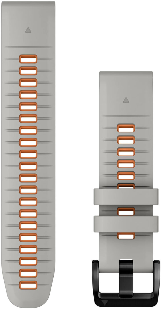 Řemínek Garmin Quickfit 22mm, silikonový, oranžovo-šedý, černá přezka (Fenix 7/6/5, Epix 2, MARQ aj.)