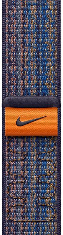 Sportovní provlékací řemínek Apple (Nike), textilní, Game Royal / oranžový, pro pouzdra 42/44/45/49 mm