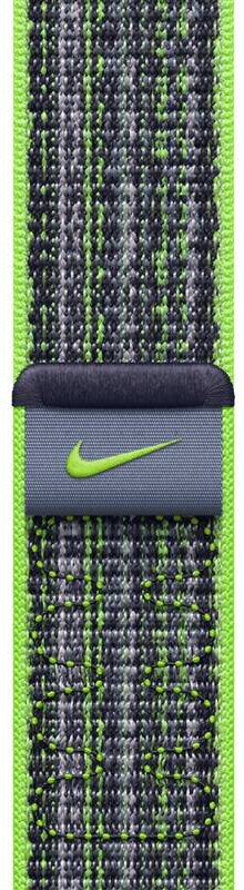 Sportovní provlékací řemínek Apple (Nike), textilní, jasně zelený / modrý, pro pouzdra 42/44/45/49 mm