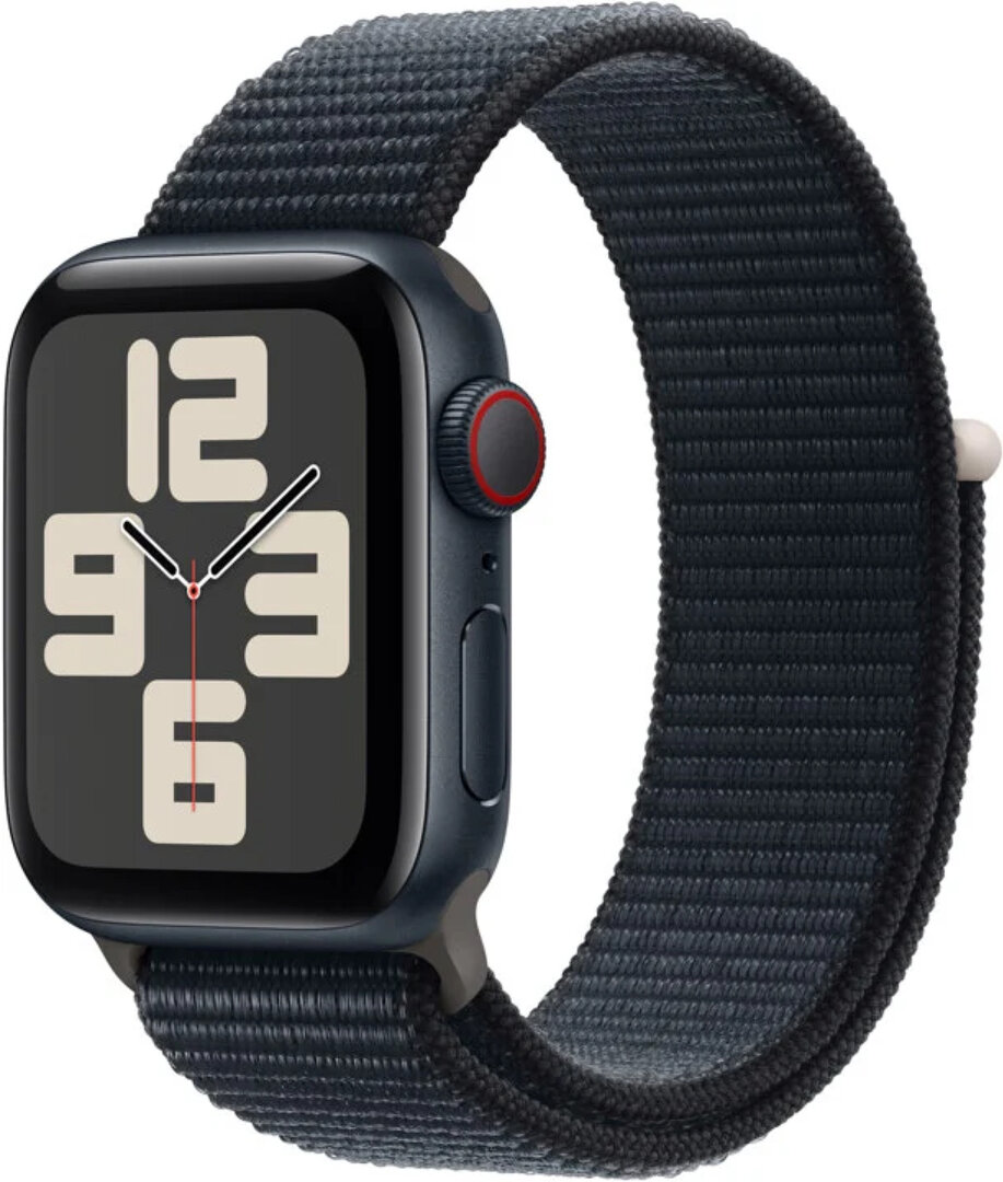 Apple Watch SE GPS + Cellular 40mm temně inkoustové hliníkové pouzdro s temně inkoustovým provlékacím sportovním řemínkem
