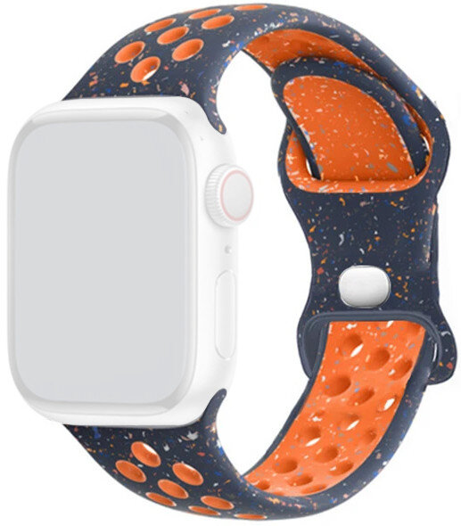 Řemínek pro Apple Watch 42/44/45mm, silikonový sportovní, modro-oranžový