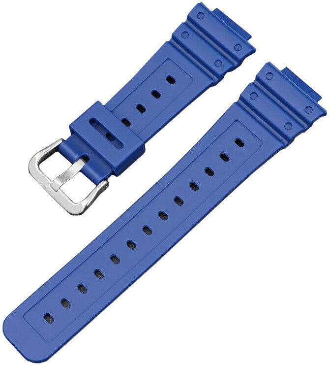 Řemínek pro Casio, silikonový, modrý, stříbrná přezka (GA2100,DW6900)