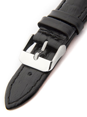 Pánský kožený černý řemínek k hodinkám N-37