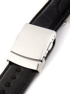 Pánský kožený černý řemínek k hodinkám W-051-A