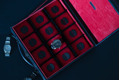 Kazeta na hodinky Friedrich Lederwaren Carbon 32054-2