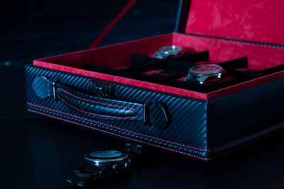 Kazeta na hodinky Friedrich Lederwaren Carbon 32054-2