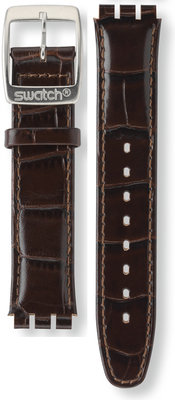 Pánský hnědý kožený řemínek k hodinkám Swatch AYGS738