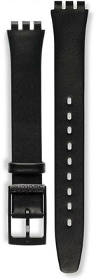 Unisex černý kožený řemínek k hodinkám Swatch ALB172