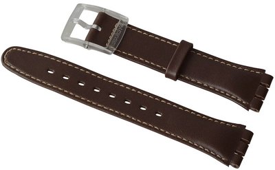 Unisex hnědý kožený řemínek k hodinkám Swatch AGE704