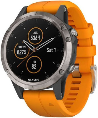 Garmin Fenix 5 Plus PRO Sapphire Titanium, Orange Band