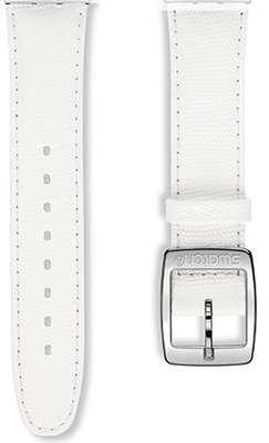 Unisex bílý kožený řemínek k hodinkám Swatch AYAS109