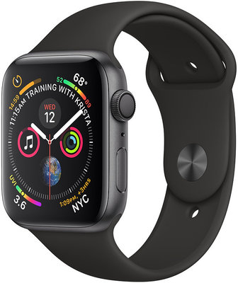 Apple Watch Series 4 GPS - 44mm pouzdro z vesmírně šedého hliníku s černým sportovním řemínkem