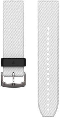 Řemínek Garmin QuickFit 22mm, silikonový, bílý, stříbrná přezka (Fenix 7/6/5, Epix 2 aj.)