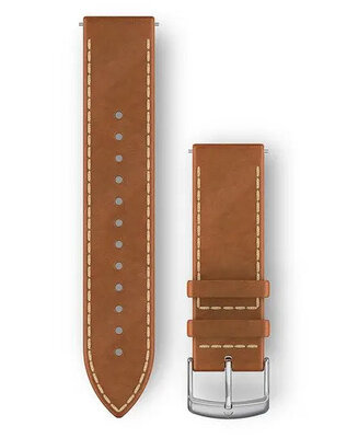 Kožený řemínek Garmin 20mm (pro Venu, Venu Sq, Venu 2 Plus aj.), hnědý, Quick Release, 010-12691-0A