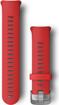 Řemínek Garmin Forerunner 45, silikonový, červený, šedá přezka, velikost L