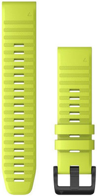 Řemínek Garmin QuickFit 22mm, silikonový, žlutý, černá přezka (Fenix 7/6/5, Epix 2, MARQ aj.)