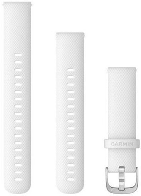 Řemínek Garmin Quick Release 18mm, silikonový, bílý, stříbrná přezka (Venu 2S, Vívoactive 4S, Vívomove 3S)