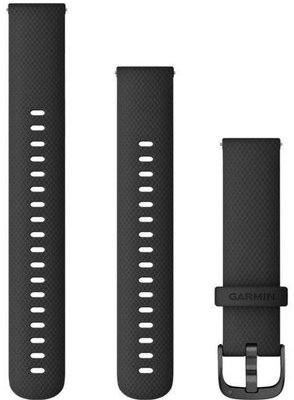 Řemínek Garmin Quick Release 18mm, silikonový, černý, černá přezka (Venu 2S, Vívoactive 4S, Vívomove 3S) + prodloužená část