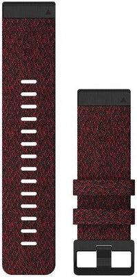 Řemínek Garmin QuickFit 26mm, nylonový, červený, černá přezka (Fenix 7X/6X/5X, Tactix aj.)