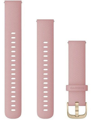 Řemínek Garmin Quick Release 18mm, silikonový, růžový, zlatá přezka (Venu 2S, Vívoactive 4S, Vívomove 3S) + prodloužená část