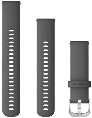 Řemínek Garmin Quick Release 22mm, silikonový, tmavě šedý, stříbrná přezka (Venu, Forerunner 255, Vívoactive 4 aj.) + prodloužená část