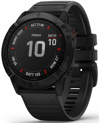 Garmin Fenix 6X PRO Glass, Black/Black Band (MAP/Music) (II. Jakost)