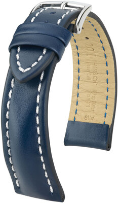 Kožený řemínek Hirsch Heavy Calf L 01475080-2, modrý, délka L, Quick Release
