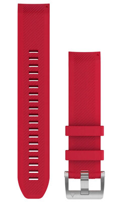 Řemínek Garmin QuickFit 22mm, silikonový, červený, stříbrná spona (Fenix 7/6/5, Epix 2 aj.)