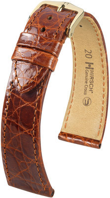 Hnědý kožený řemínek Hirsch Genuine Croco M 18900870-1 (Krokodýlí kůže)