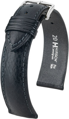 Černý kožený řemínek Hirsch Camelgrain XL 01009250-2 (Teletina)
