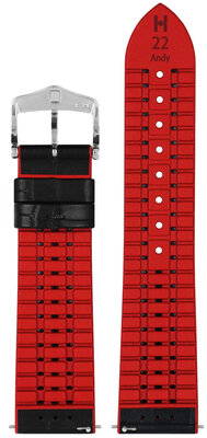 Kožený řemínek Hirsch Andy L 0922028050-2, černý, teletina/přírodní kaučuk, délka L, Quick Release