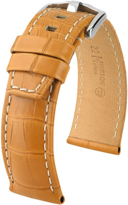 Kožený řemínek Hirsch Tritone L 08607074-2, hnědý, aligátoří kůže, prodloužená délka
