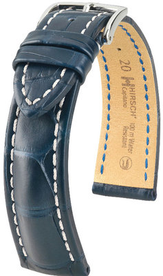 Kožený řemínek Hirsch Capitano L 05007089-2, modrý, aligátoří kůže, prodloužená délka