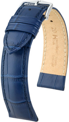 Tmavě modrý kožený řemínek Hirsch Duke M 01028180-2 (Teletina)