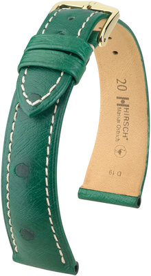 Zelený kožený řemínek Hirsch Massai Ostrich L 04362041-1 (Pštrosí kůže) Hirsch selection