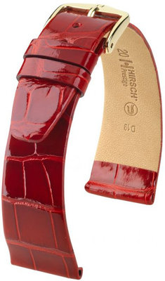 Červený kožený řemínek Hirsch Prestige L 02207020-1 (Aligátoří kůže) Hirsch Selection