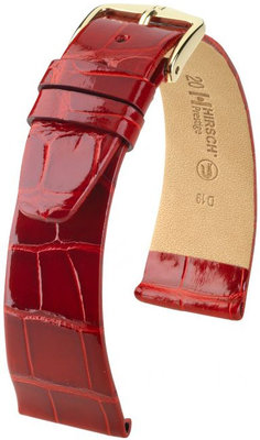 Červený kožený řemínek Hirsch Prestige M 02307120-1 (Aligátoří kůže) Hirsch Selection