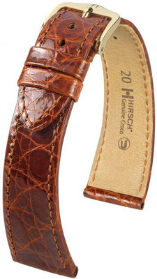 Hnědý kožený řemínek Hirsch Genuine Croco M 01808170-1 (Krokodýlí kůže)