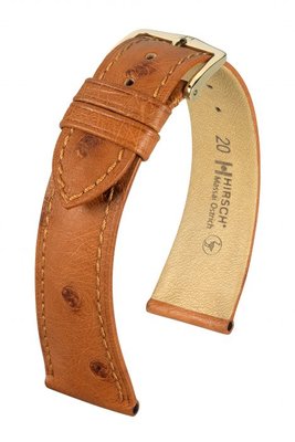 Kožený řemínek Hirsch Massai Ostrich L 04262070-1, hnědý, pštrosí kůže, prodloužená délka