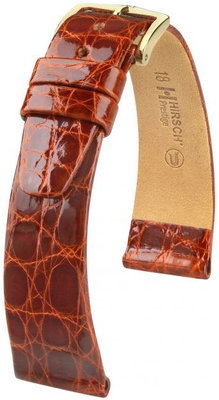 Hnědý kožený řemínek Hirsch Prestige L 02208070-1 (Krokodýlí kůže) Hirsch Selection