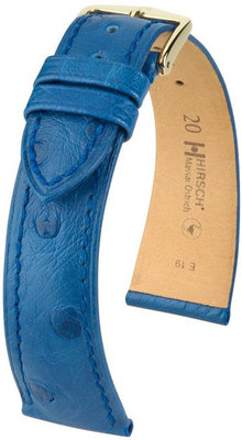 Kožený řemínek Hirsch Massai Ostrich M 04262185-1, modrý, pštrosí kůže, délka M, Quick Release