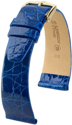 Kožený řemínek Hirsch Prestige M 02208185-1, modrý, krokodýlí kůže, délka M, Quick Release